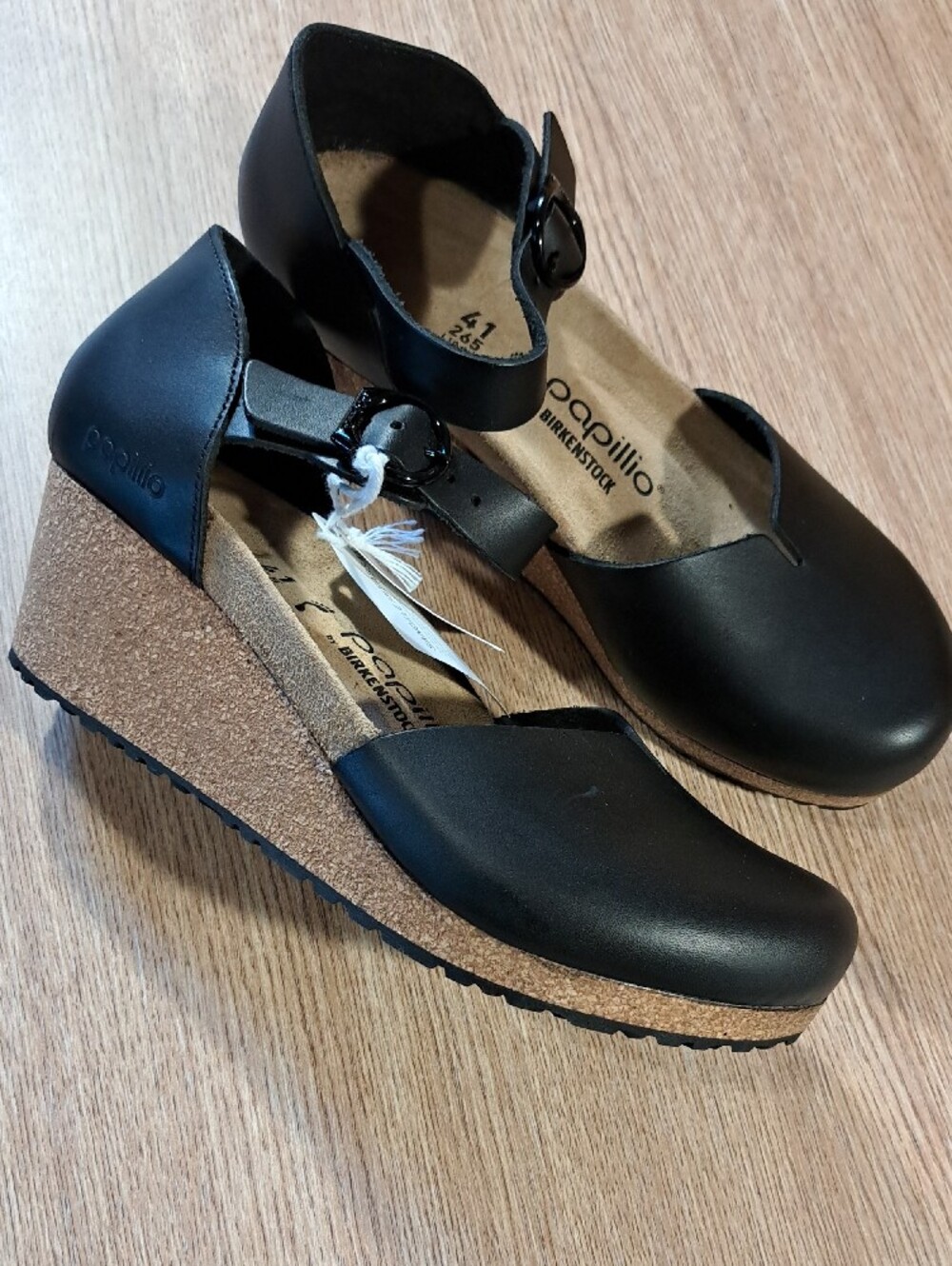Birkenstock Papillio Black Cork Wedge Mary Jane Sandal 41 US 10/10.5 - Picture 4 of 12